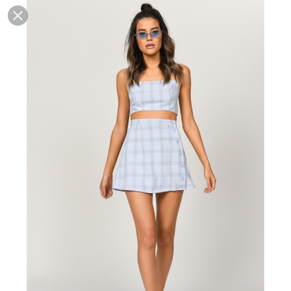 NWT Baby blue plaid crop top